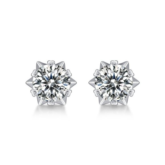 Certified 2ct. t.w. Moissanite Diamond Snowflake Stud Earrings NEW - Picture 4 of 10